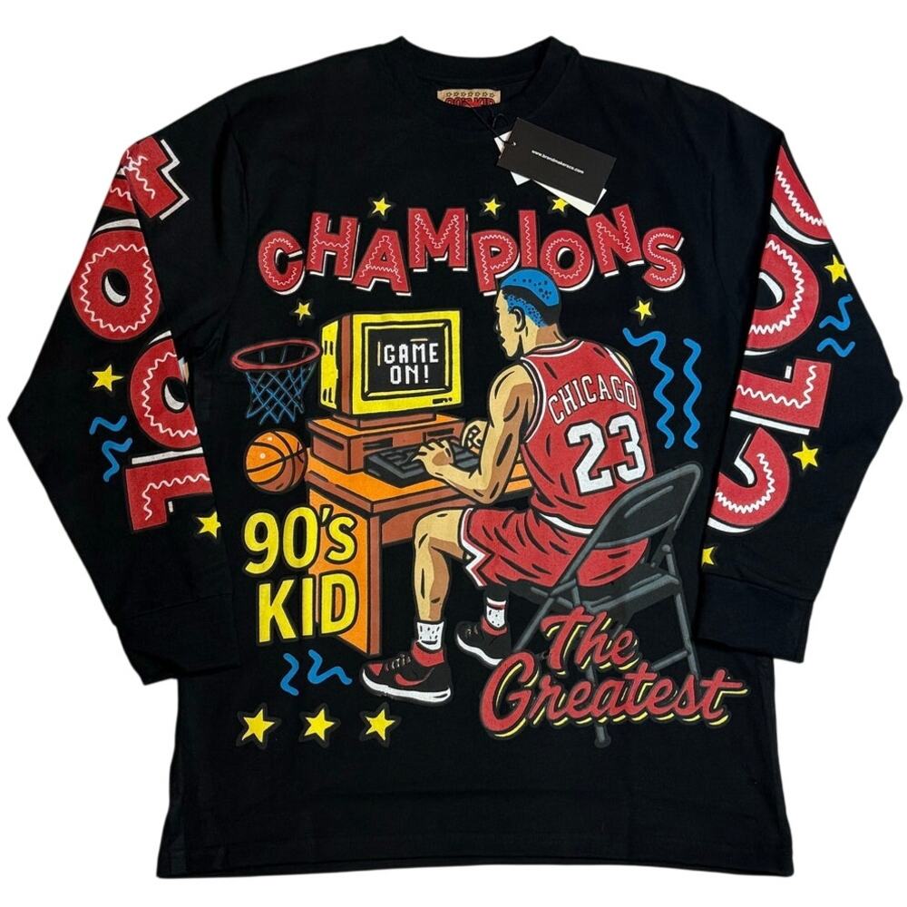 BrandMakers x 90's Kid Basketball Long Sleeve Shirt sz: MEDIUM NEW WITH TAGS